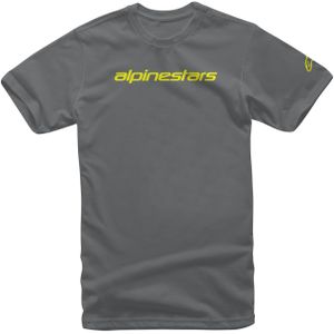 T-shirt Alpinestars Linear Wordmark Charcoal-Fluo Geel