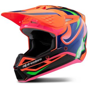 Crosshelm Jeugd Alpinestars SM3 Deegan ECE 06 Neon-Oranje Paars Roze