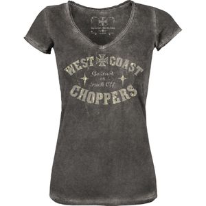 T-shirt Dames West Coast Choppers Go Fast V Nek Zwart