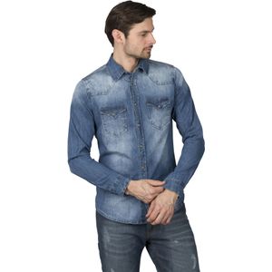 Overhemd Denim Brandit Riley Blauw