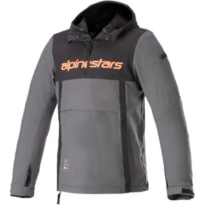 Motorhoodie Alpinestars Sherpa Zwart-Tar Grijs-Rood Fluo