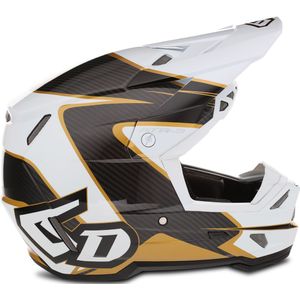 Crosshelm 6D ATR-3 Wave Glanzend Wit-Goud