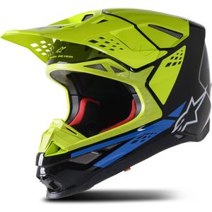 Crosshelm Alpinestars Supertech S-M8 Mips Factory Zwart-Geel-Blauw