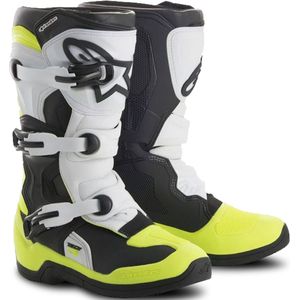 Crosslaarzen Alpinestars Youth Tech 3 Zwart-Wit-Flourescent Geel