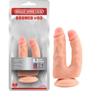 Dildo's met zuignap voor dubbele penetratie Bromeo - lichte huidskleur