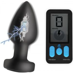 Zeus E-Stim Pro Siliconen Electrosex Vibrerende Buttplug met Afstandsbediening