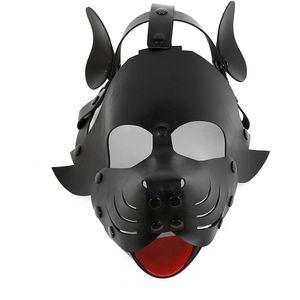 Kiotos Leather Puppy Masker - Dog Hood - Kunstleer - Zwart