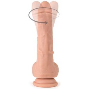 Virgite - Roterende vibrerende dildo met scrotum van 19 cm met afstandsbediening - lichte huidskleur