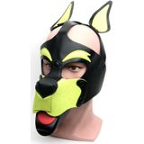 665 Leather - Masker - Playful Pup Hood - Zwart/Geel - One Size