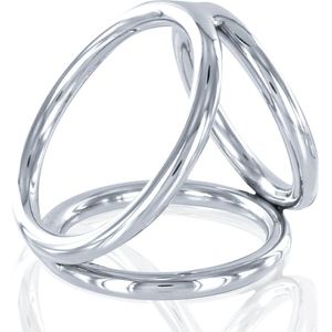 Black Label - Triple Cockring - RVS - Zilver - Maat L