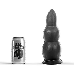 All Black Dildo met ribbels 23 x 8 cm - zwart