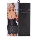 Be Wicked - Miranda - Open Borsten Jurk - Faux Leather - Zwart - Maat XL