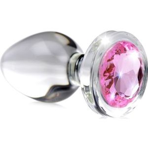 Booty Sparks Metalen Buttplug met roze Siersteen - small