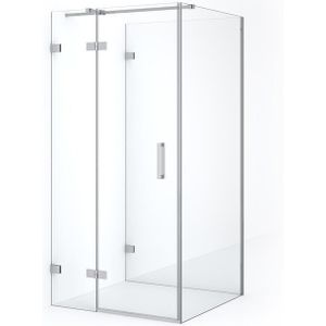 Diamond Douchecabine | 90x90 cm Chroom Helder glas Draaideur Halfvrijstaande vierkant