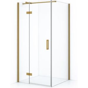 Diamond Douchecabine | 100x70 cm Goud Helder glas Draaideur Rechthoek