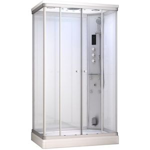 Modera 2 Persoons Stoomcabine | 140x90 cm Wit glas Schuifdeur Rechthoek