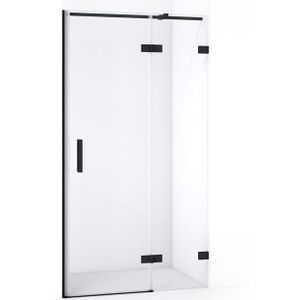 Diamond Douchedeur | 90 cm Mat zwart Helder glas Draaideur