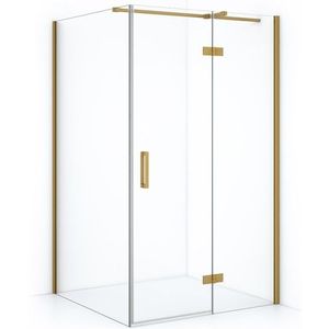 Diamond Douchecabine | 120x110 cm Goud Helder glas Draaideur Rechthoek