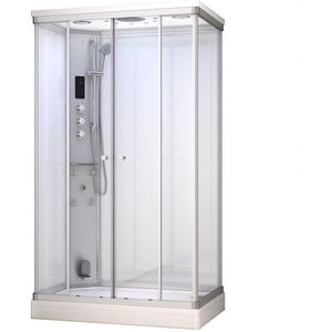 Modera 2 Persoons Stoomcabine | 140x90 cm Wit glas Schuifdeur Rechthoek