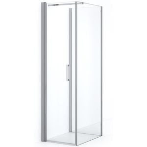 Diamond Douchecabine | 60x60 cm Chroom Helder glas Draaideur Halfvrijstaande vierkant