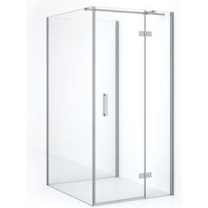 Diamond Douchecabine | 110x90 cm Chroom Helder glas Draaideur Halfvrijstaande rechthoek