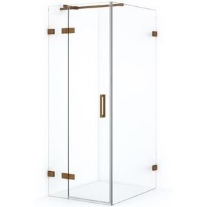 Diamond Douchecabine | 100x80 cm Koper Helder glas Draaideur Rechthoek