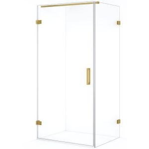 Diamond Douchecabine | 100x70 cm Goud Helder glas Draaideur Rechthoek