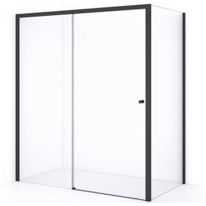 Crystal Comfort Douchecabine | 180x90 cm Mat zwart Helder glas Schuifdeur Rechthoek