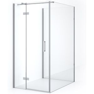 Diamond Douchecabine | 140x90 cm Chroom Helder glas Draaideur Halfvrijstaande rechthoek