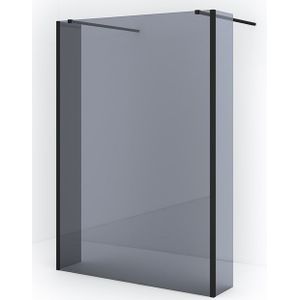 Diamond Inloopdouche | 135 cm Mat zwart Rookglas Vrijstaande wand met zijwanden