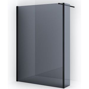 Diamond Inloopdouche | 140 cm Mat zwart Rookglas Vaste wand met zijwand