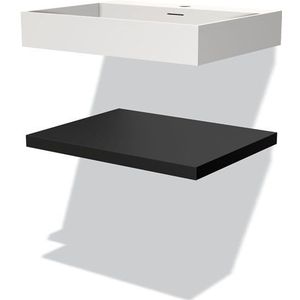 Modulo Badkamermeubel met wastafel | 60 cm Mat zwart front Solid surface Wastafel met blad