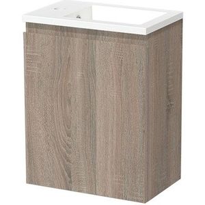 Modulo Pico Toiletmeubel met wastafel | 40 cm Eiken Greeploos front Mineraalmarmer