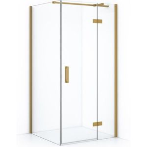 Diamond Douchecabine | 100x80 cm Goud Helder glas Draaideur Rechthoek