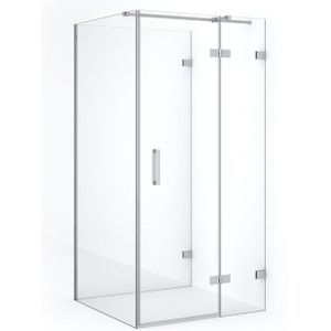 Diamond Douchecabine | 90x90 cm Chroom Helder glas Draaideur Halfvrijstaande vierkant