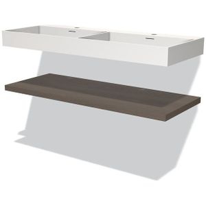 Modulo Badkamermeubel met wastafel | 120 cm Donkerbruin eiken front Solid surface Wastafel met blad