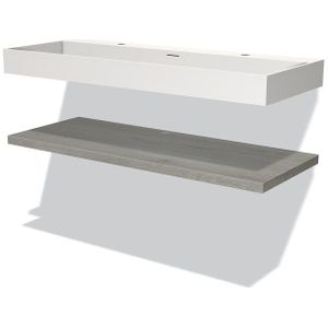 Modulo Badkamermeubel met wastafel | 120 cm Grijs eiken front Solid surface Wastafel met blad