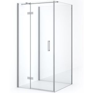 Diamond Douchecabine | 100x100 cm Chroom Helder glas Draaideur Halfvrijstaande vierkant