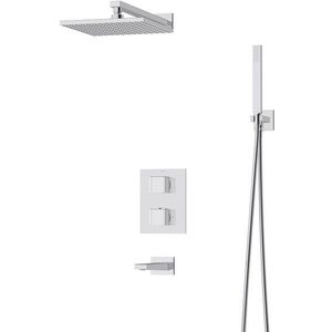 Inbouw Badkraan met Regendouche Cubic Chrome, Thermostatisch, Chroom