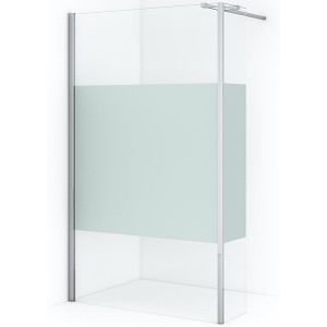 Diamond Inloopdouche | 110 cm Chroom Helder met matte strook Vaste wand met zijwand