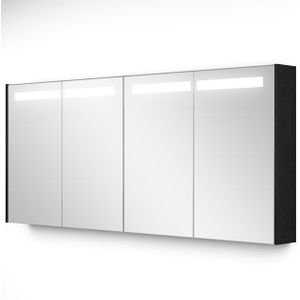 Spiegelkast Met Verlichting Modulo 160x70cm Zwart Eiken