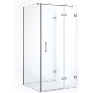 Diamond Douchecabine | 100x100 cm Chroom Helder glas Draaideur Halfvrijstaande vierkant