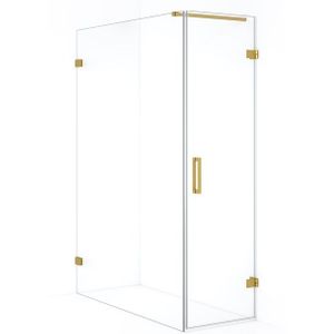 Diamond Douchecabine | 140x60 cm Goud Helder glas Draaideur Rechthoek