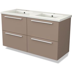 Modulo Badkamermeubel met wastafel | 120 cm Taupe Vlak front Keramiek 4 lades