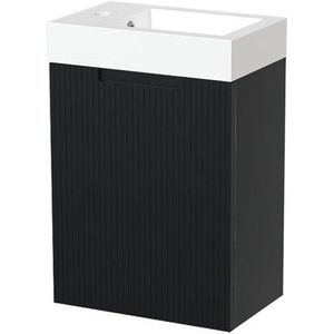 Modulo Pico Toiletmeubel met wastafel | 40 cm Mat zwart Lijn front Mineraalmarmer