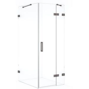 Diamond Douchecabine | 90x90 cm Zwart metaal Helder glas Draaideur Vierkant