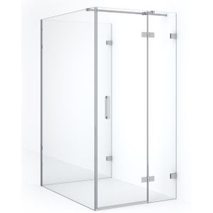 Diamond Douchecabine | 140x100 cm Chroom Helder glas Draaideur Halfvrijstaande rechthoek