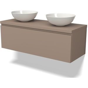 Modulo Plato Badkamermeubel voor waskom | 120 cm Taupe Greeploos front Taupe blad 1 lade