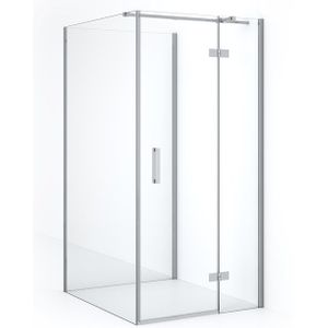 Diamond Douchecabine | 120x90 cm Chroom Helder glas Draaideur Halfvrijstaande rechthoek