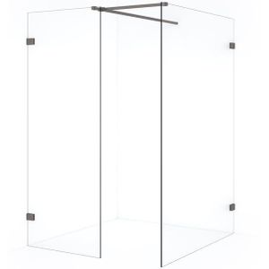 Diamond Inloopdouche | 140x70 cm Zwart metaal Helder glas 2 vaste wanden